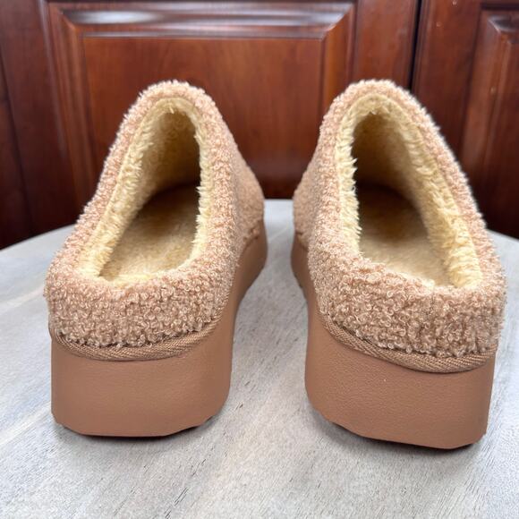 Mia Icee Womens Faux Shearling Platform Slipper Size 9 Tan Cushioned Slip On New - Picture 5 of 12